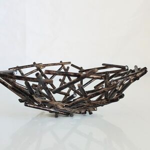 Iron Metal Matchstick Decorative Small 5 Inch Bowl Basket